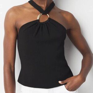 nwt WHITE HOUSE BLACK MARKET metal ring detail sweater tank L